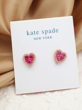 Kate Spade Spell It Out Heart Rose Gold Stud Earrings